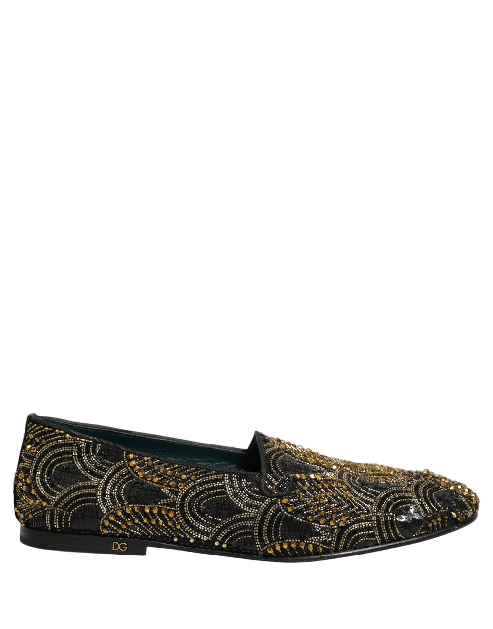 Dolce & Gabbana Fekete-arany díszített alkalmi mokaszin - EU44/US11