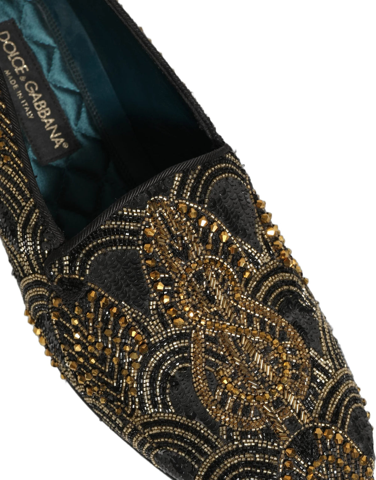 Dolce & Gabbana Fekete-arany díszített alkalmi mokaszin - EU44/US11