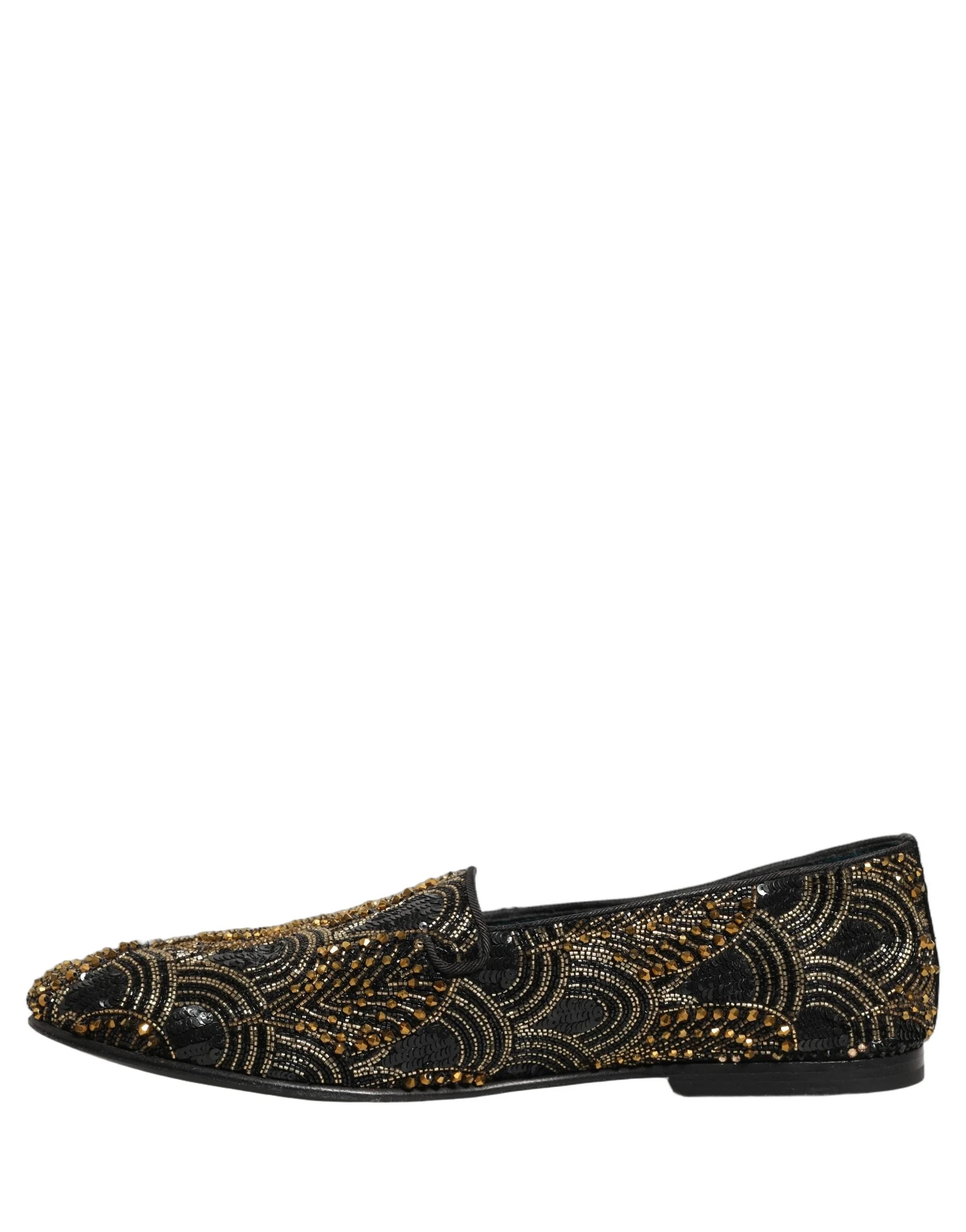 Dolce & Gabbana Fekete-arany díszített alkalmi mokaszin - EU44/US11