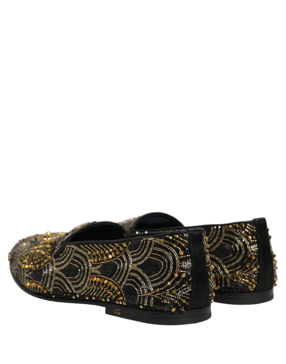 Dolce & Gabbana Fekete-arany díszített alkalmi mokaszin - EU44/US11