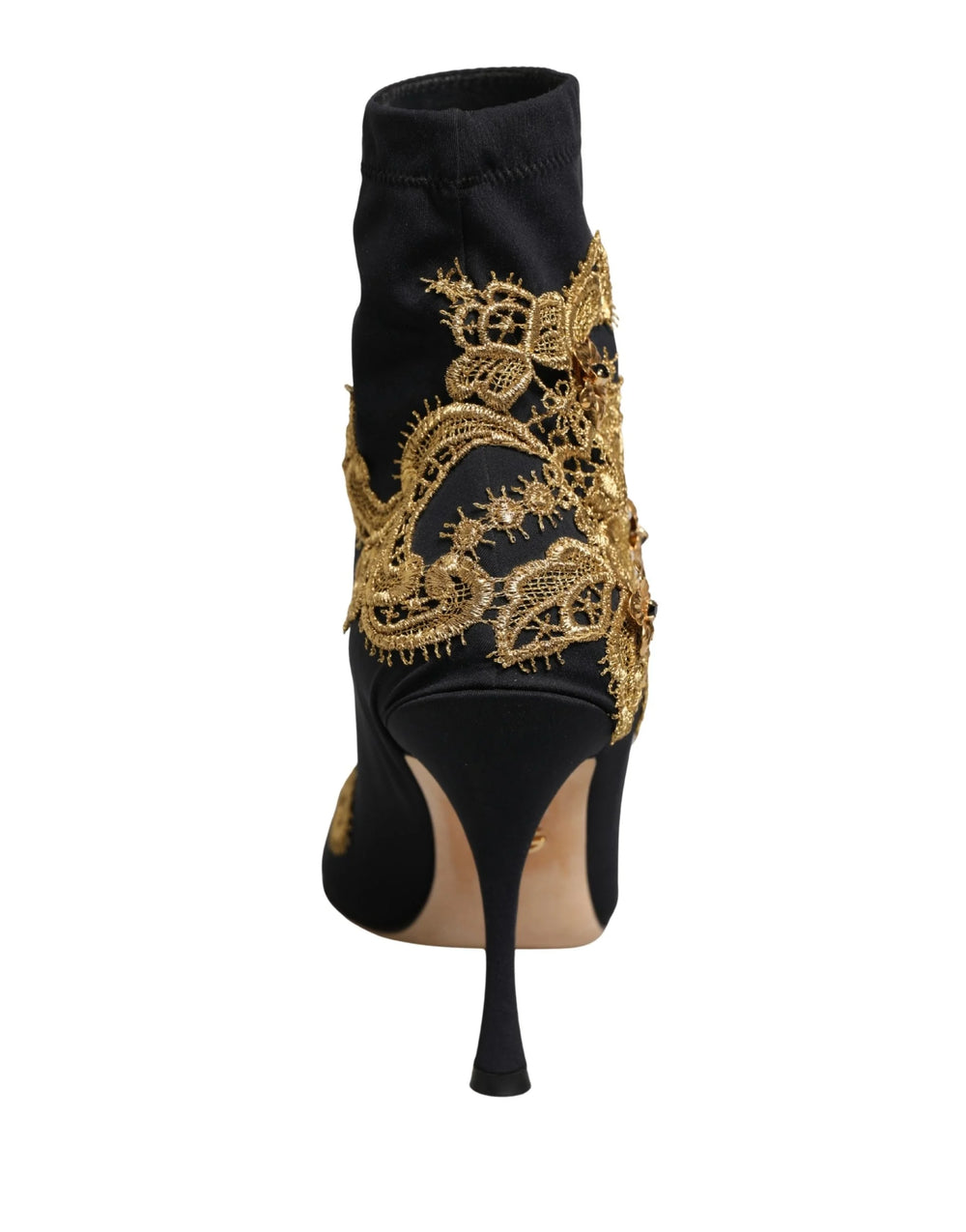 Dolce & Gabbana Black Gold Embroidery Crystal Boots Shoes - EU37/US6.5