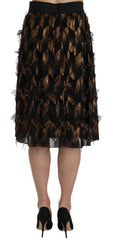 Dolce & Gabbana Black Gold Fringe Metallic Pencil A-line Skirt - IT44|L - Skirts