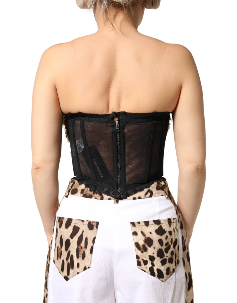 Dolce & Gabbana Black Gold Heart Bustier Corset Tinsel Top - IT36|XXS