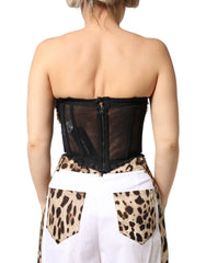 Dolce & Gabbana Black Gold Heart Bustier Corset Tinsel Top - IT36|XXS