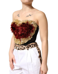 Dolce & Gabbana Black Gold Heart Bustier Corset Tinsel Top - IT36|XXS