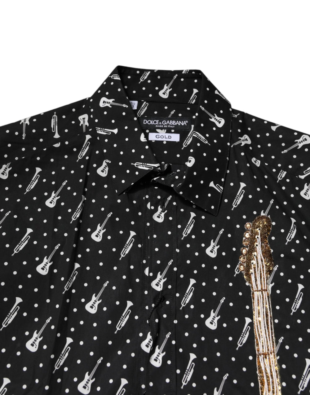 Dolce & Gabbana Black GOLD Instrument Embellished Shirt - Shirts