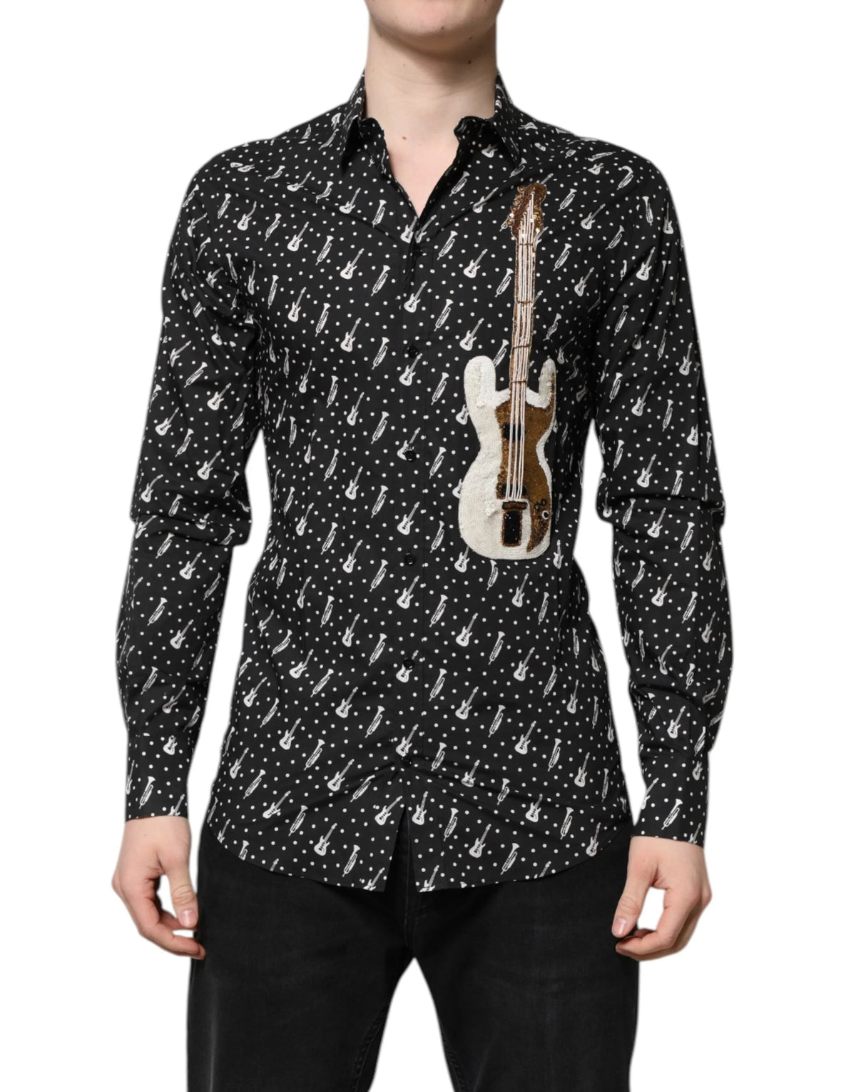 Dolce & Gabbana Black GOLD Instrument Embellished Shirt - Shirts