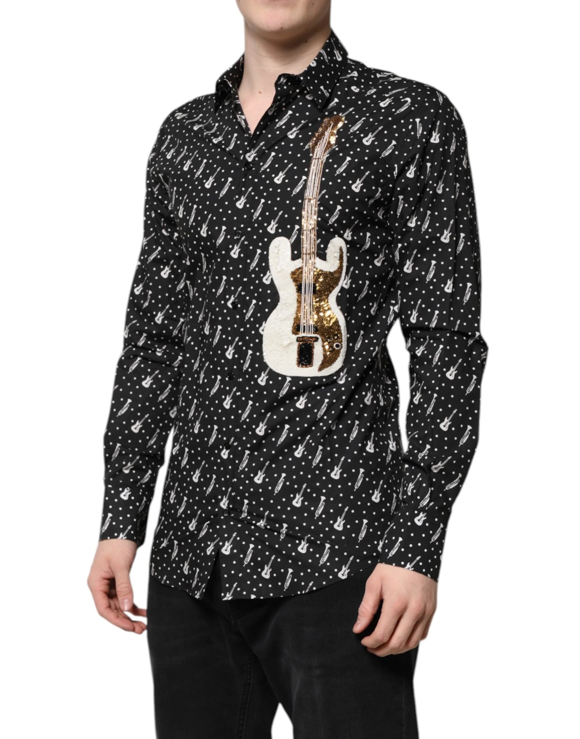 Dolce & Gabbana Black GOLD Instrument Embellished Shirt - Shirts