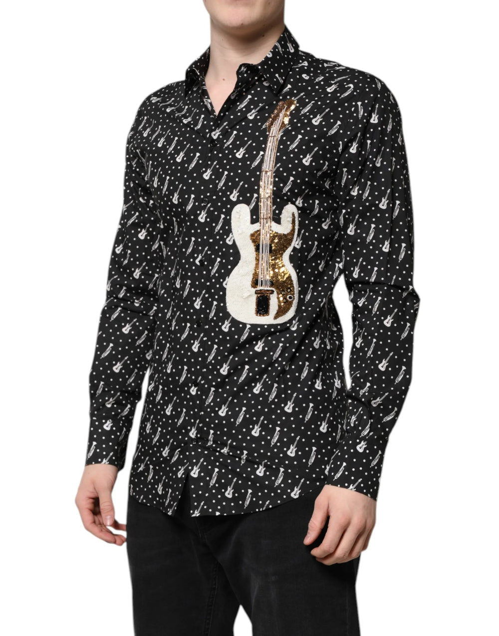 Dolce & Gabbana Black GOLD Instrument Embellished Shirt - Shirts
