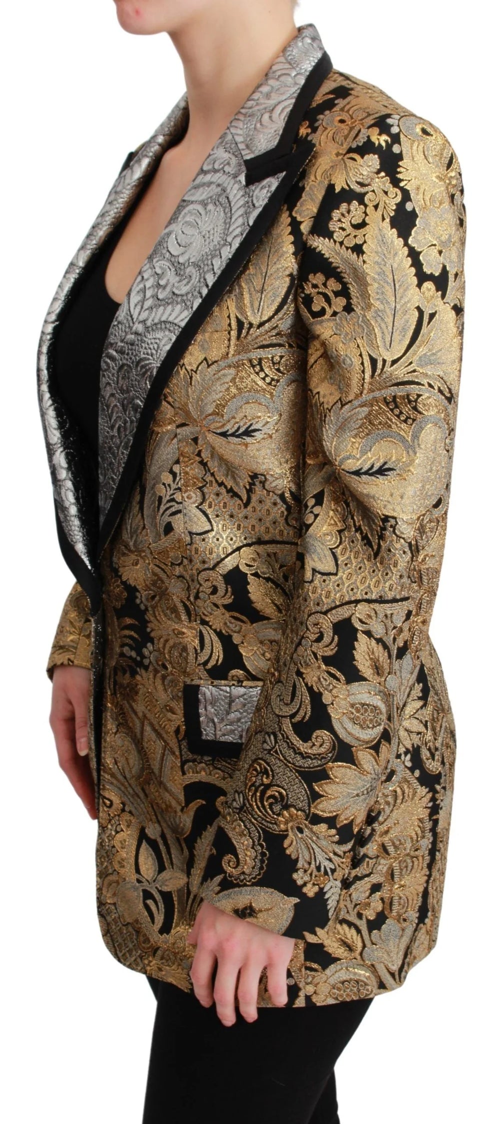 Dolce & Gabbana Black Gold Jacquard Blazer Jacket - Sport Jackets