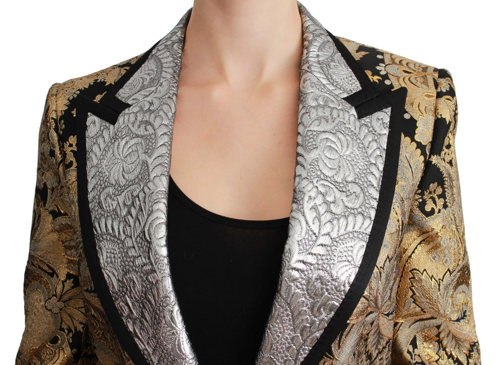 Dolce & Gabbana Black Gold Jacquard Blazer Jacket - Sport Jackets