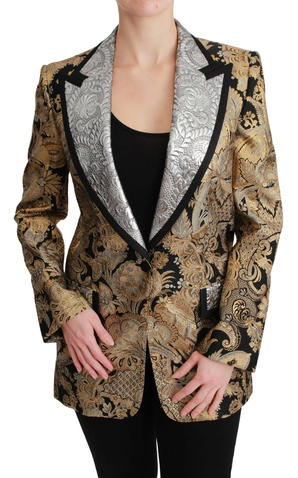 Dolce & Gabbana Black Gold Jacquard Blazer Jacket - Sport Jackets