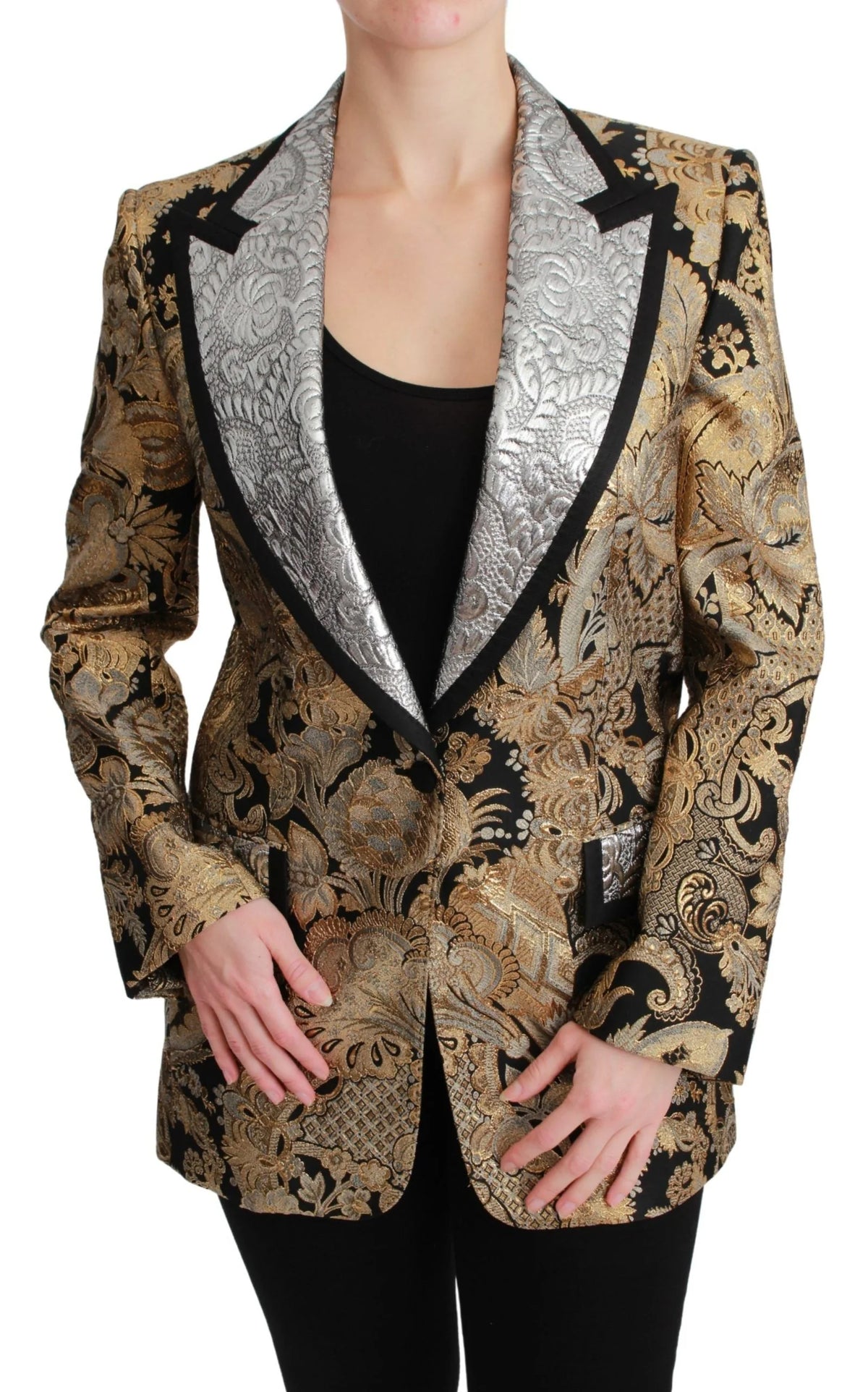 Dolce & Gabbana Black Gold Jacquard Blazer Jacket - Sport Jackets