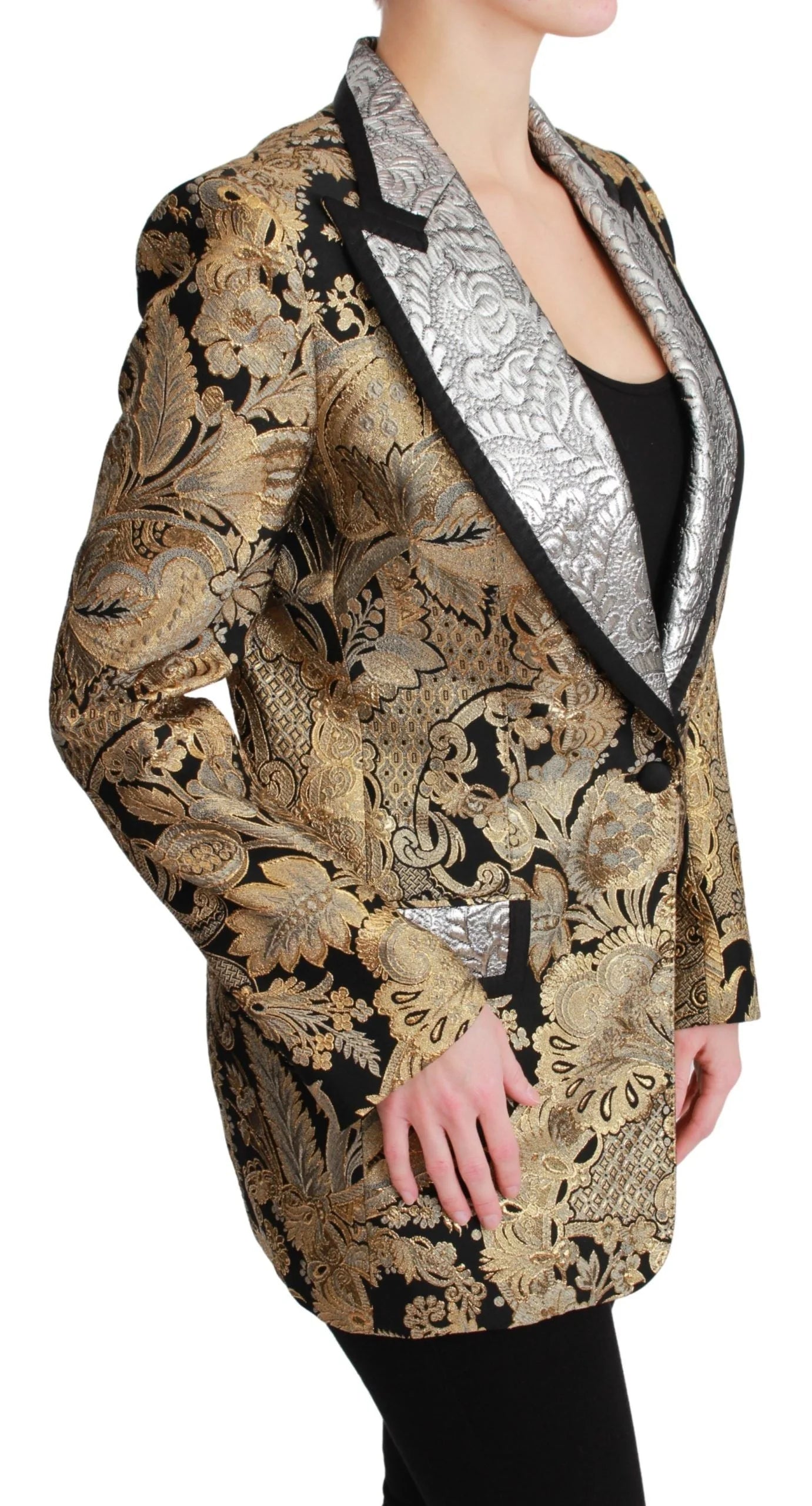 Dolce & Gabbana Black Gold Jacquard Blazer Jacket - Sport Jackets