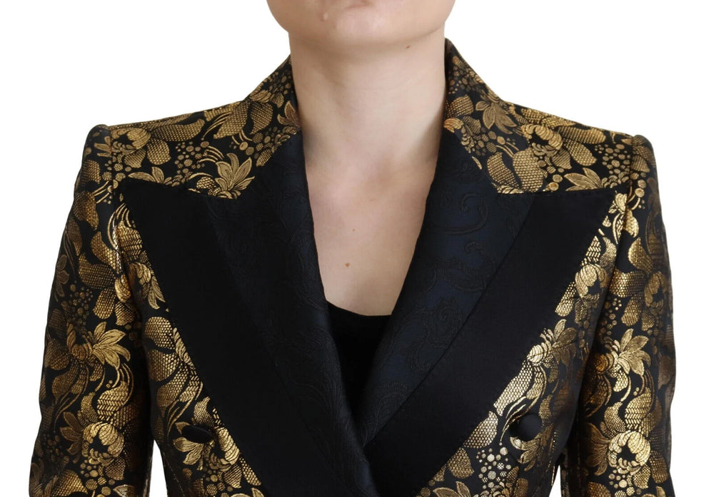 Dolce & Gabbana Black Gold Jacquard Coat Blazer Jacket - Sport Jackets