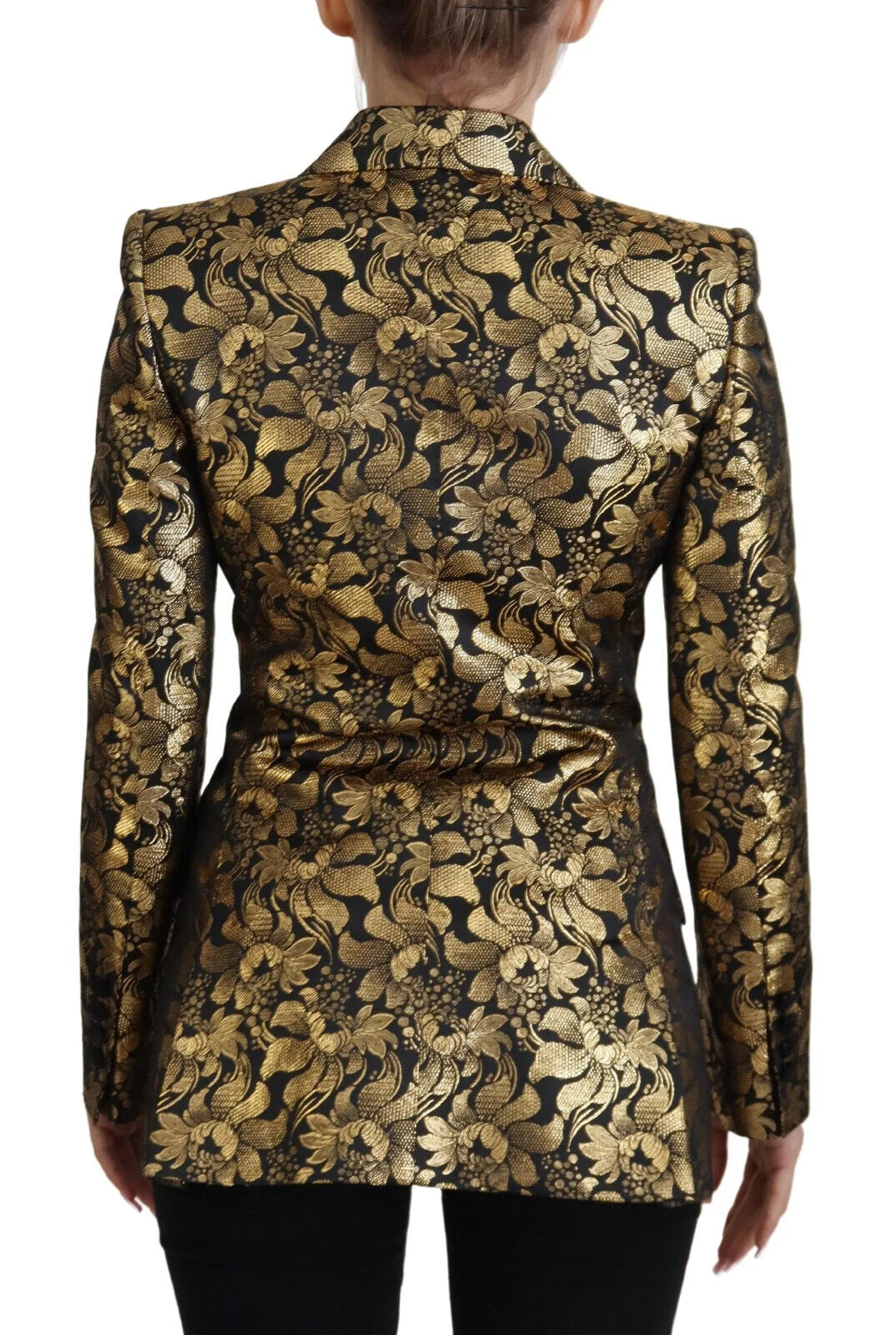 Dolce & Gabbana Black Gold Jacquard Coat Blazer Jacket - Sport Jackets