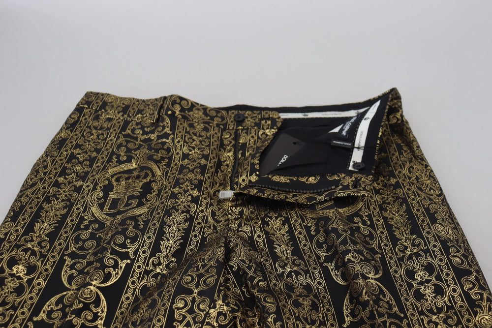Dolce & Gabbana Black Gold Jacquard Dress Trouser Pants - IT48 | M - Trousers