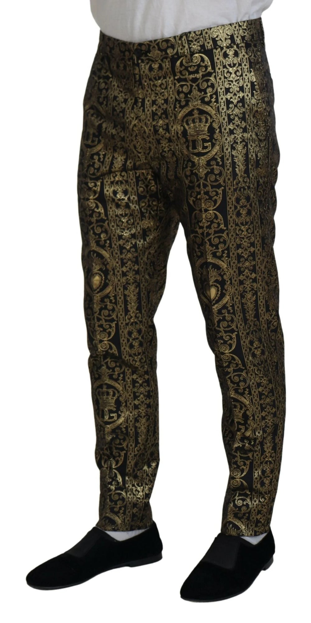 Dolce & Gabbana Black Gold Jacquard Dress Trouser Pants - IT48 | M - Trousers
