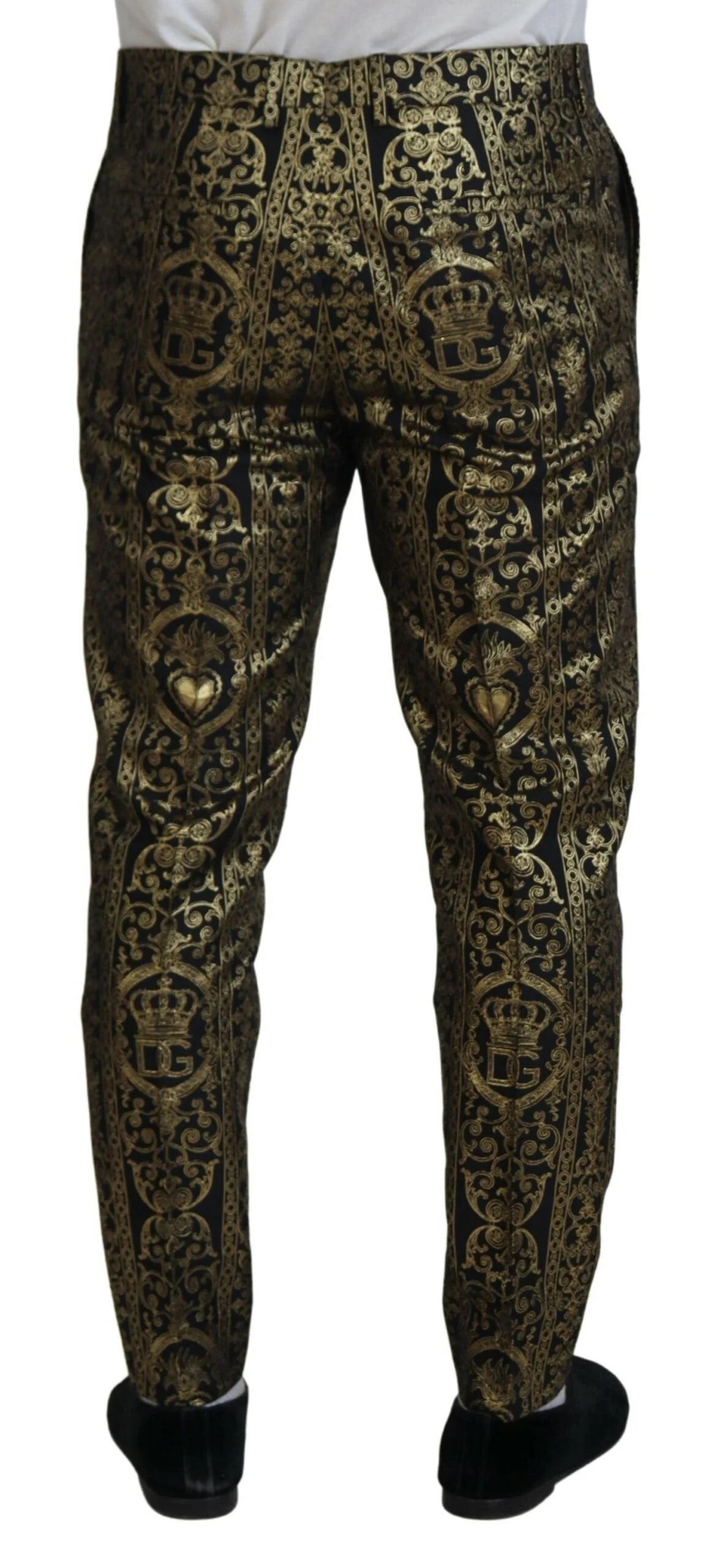 Dolce & Gabbana Black Gold Jacquard Dress Trouser Pants - IT48 | M - Trousers
