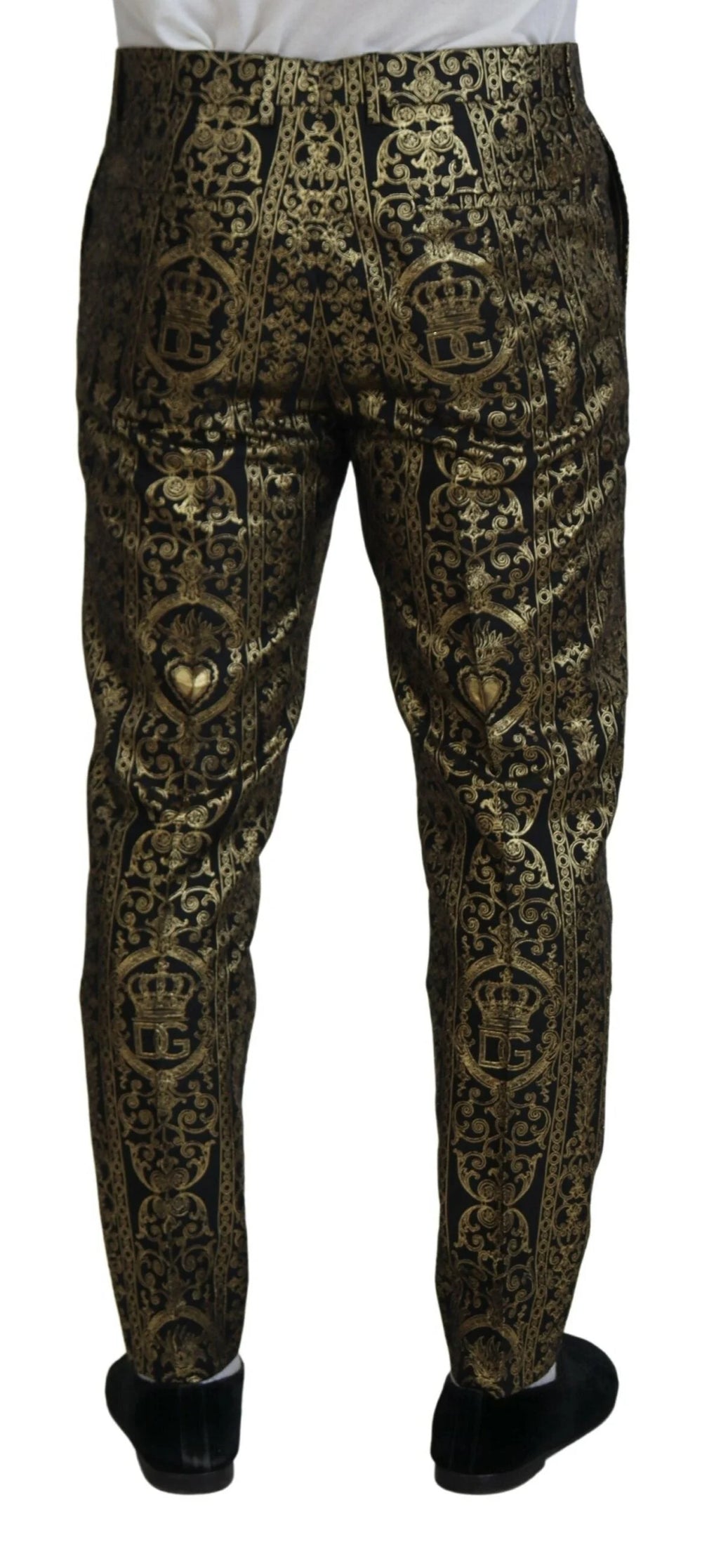 Dolce & Gabbana Black Gold Jacquard Dress Trouser Pants - IT48 | M - Trousers