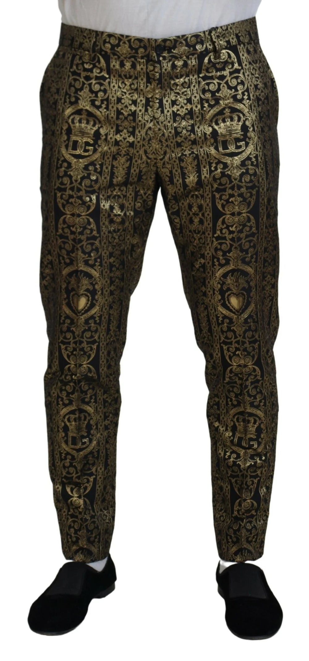 Dolce & Gabbana Black Gold Jacquard Dress Trouser Pants - IT48 | M - Trousers