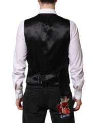 Dolce & Gabbana Black Gold Jacquard Formal Men Waistcoat Vest - IT50 | L - Vests