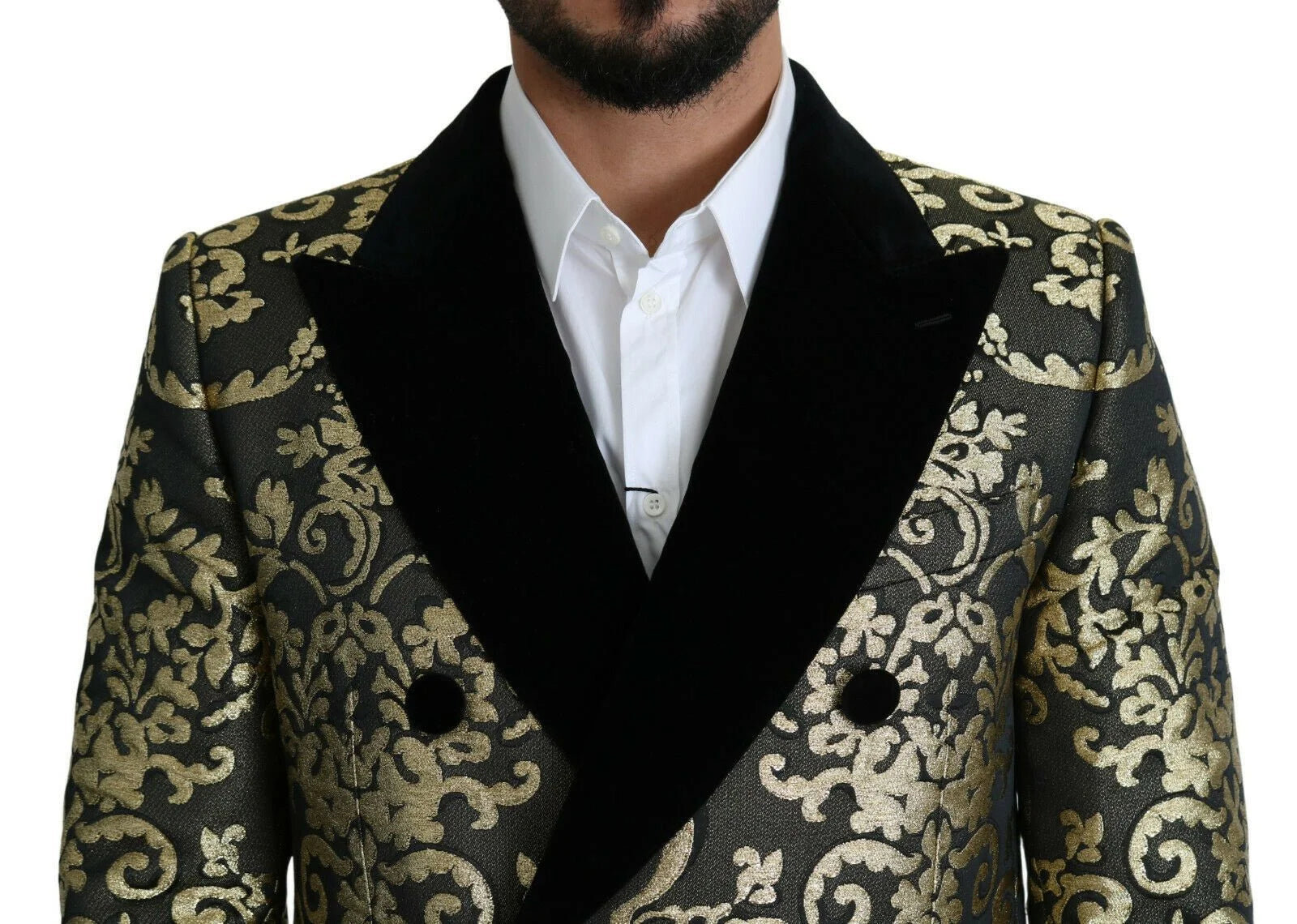Dolce & Gabbana Black Gold Jacquard Long Coat SICILIA Jacket - IT46 | S - Overcoats