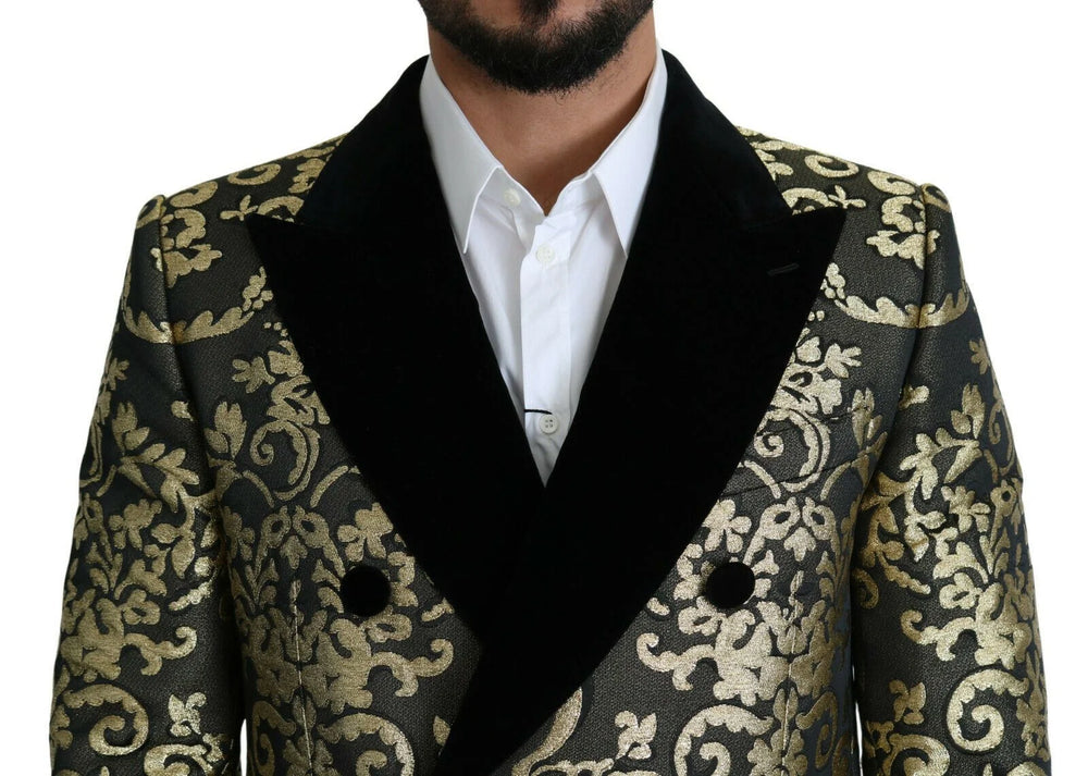 Dolce & Gabbana Black Gold Jacquard Long Coat SICILIA Jacket - IT46 | S - Overcoats