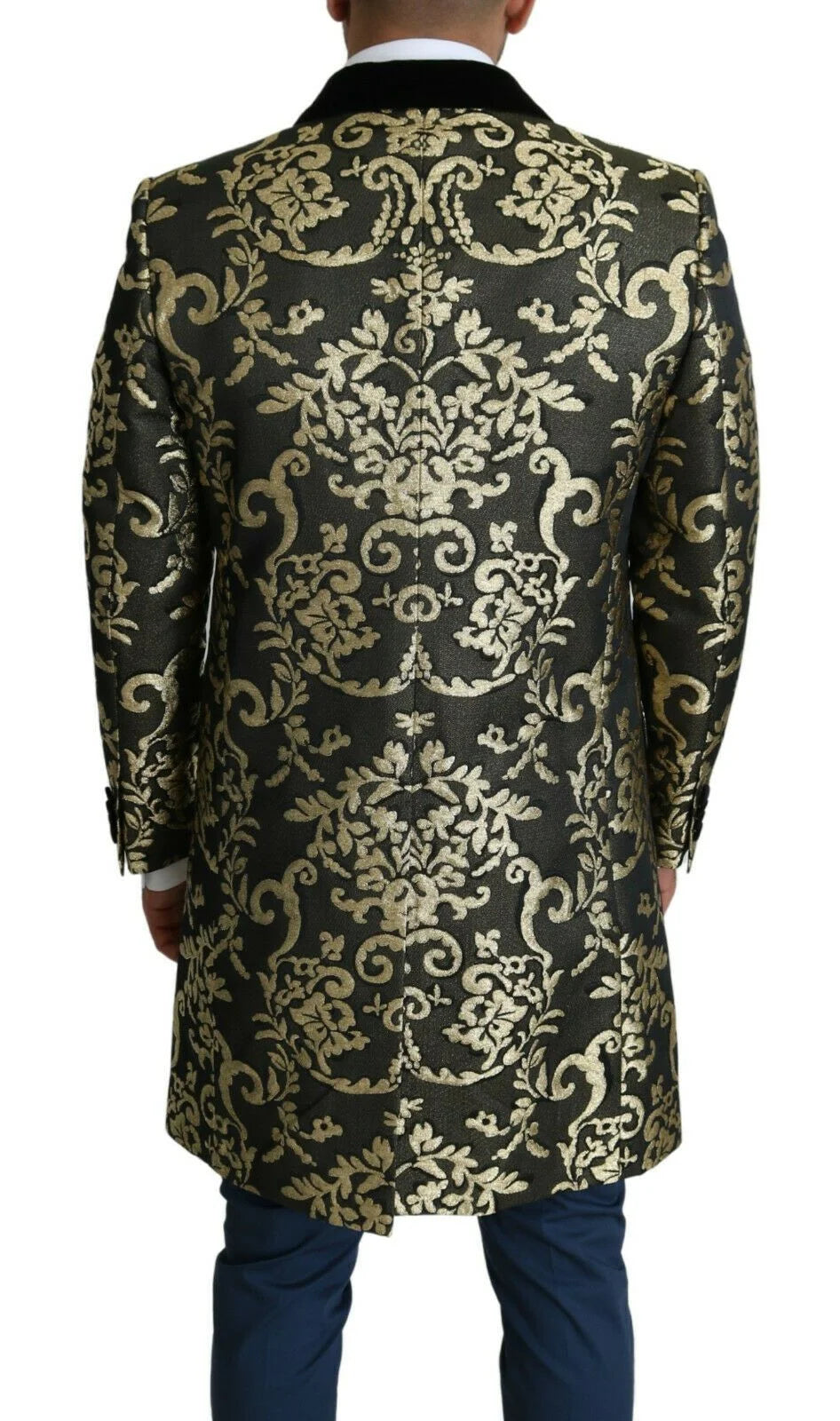 Dolce & Gabbana Black Gold Jacquard Long Coat SICILIA Jacket - IT46 | S - Overcoats