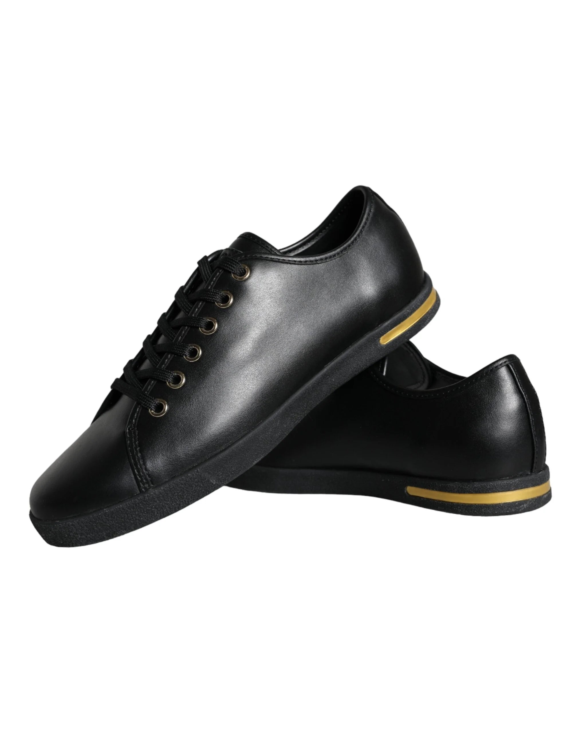 Dolce & Gabbana Black Gold Leather Classic Sneakers Shoes - EU36.5/US6 - Sneakers