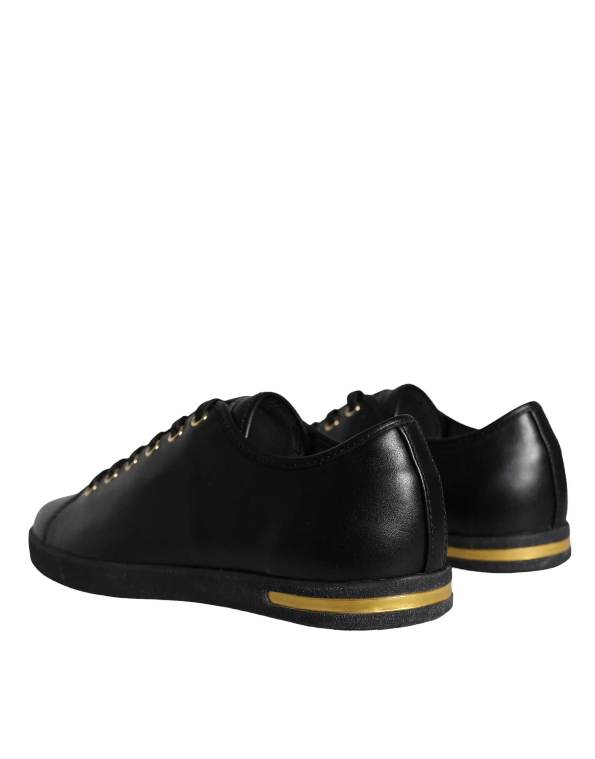 Dolce & Gabbana Black Gold Leather Classic Sneakers Shoes - EU36.5/US6 - Sneakers