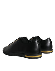 Dolce & Gabbana Black Gold Leather Classic Sneakers Shoes - EU36.5/US6 - Sneakers