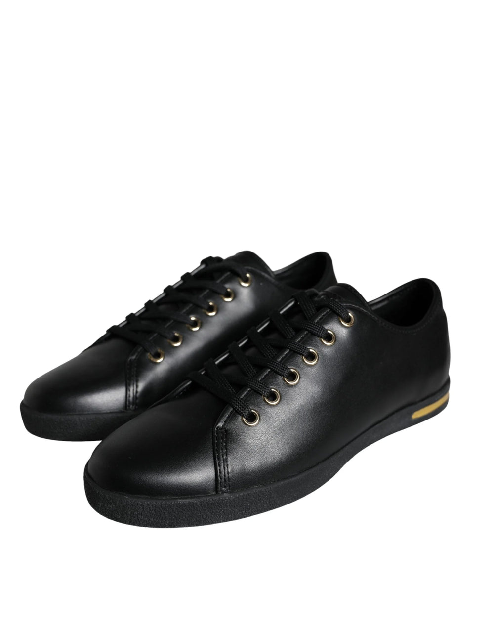 Dolce & Gabbana Black Gold Leather Classic Sneakers Shoes - EU36.5/US6 - Sneakers