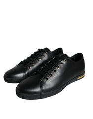 Dolce & Gabbana Black Gold Leather Classic Sneakers Shoes - EU36.5/US6 - Sneakers