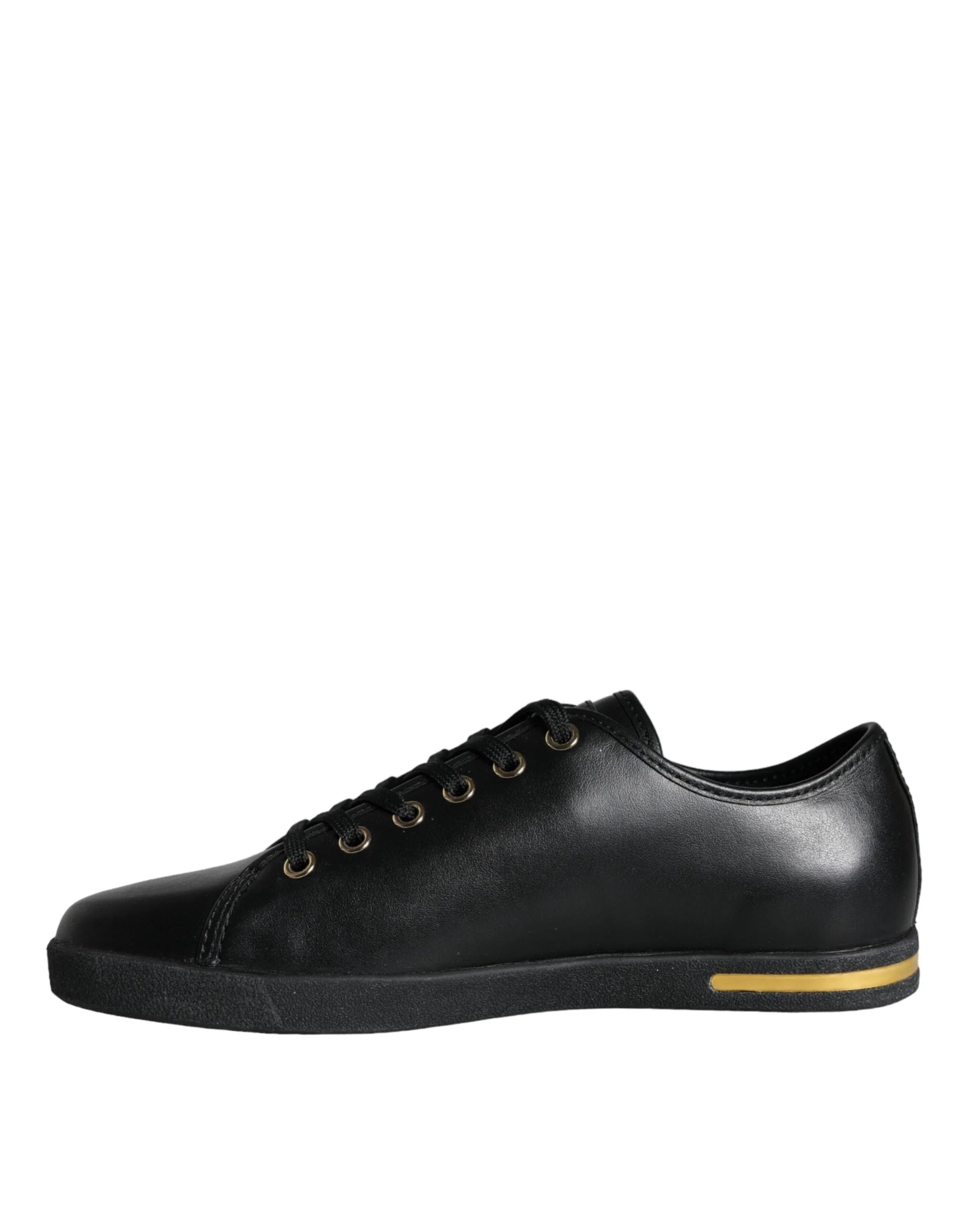 Dolce & Gabbana Black Gold Leather Classic Sneakers Shoes - EU36.5/US6 - Sneakers