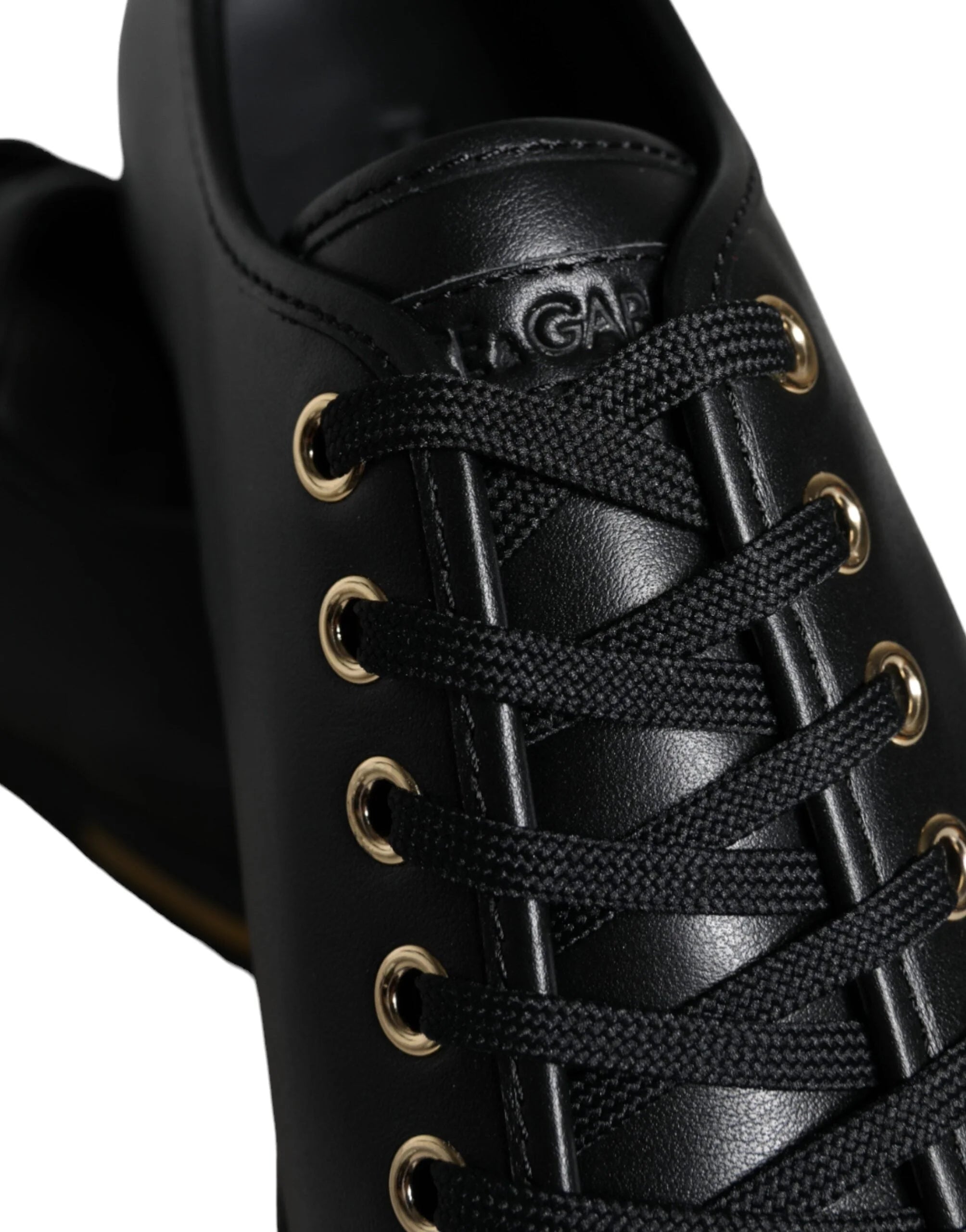Dolce & Gabbana Black Gold Leather Classic Sneakers Shoes - EU36.5/US6 - Sneakers