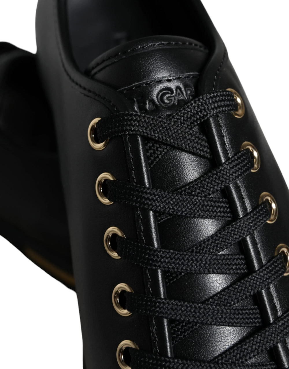 Dolce & Gabbana Black Gold Leather Classic Sneakers Shoes - EU36.5/US6 - Sneakers