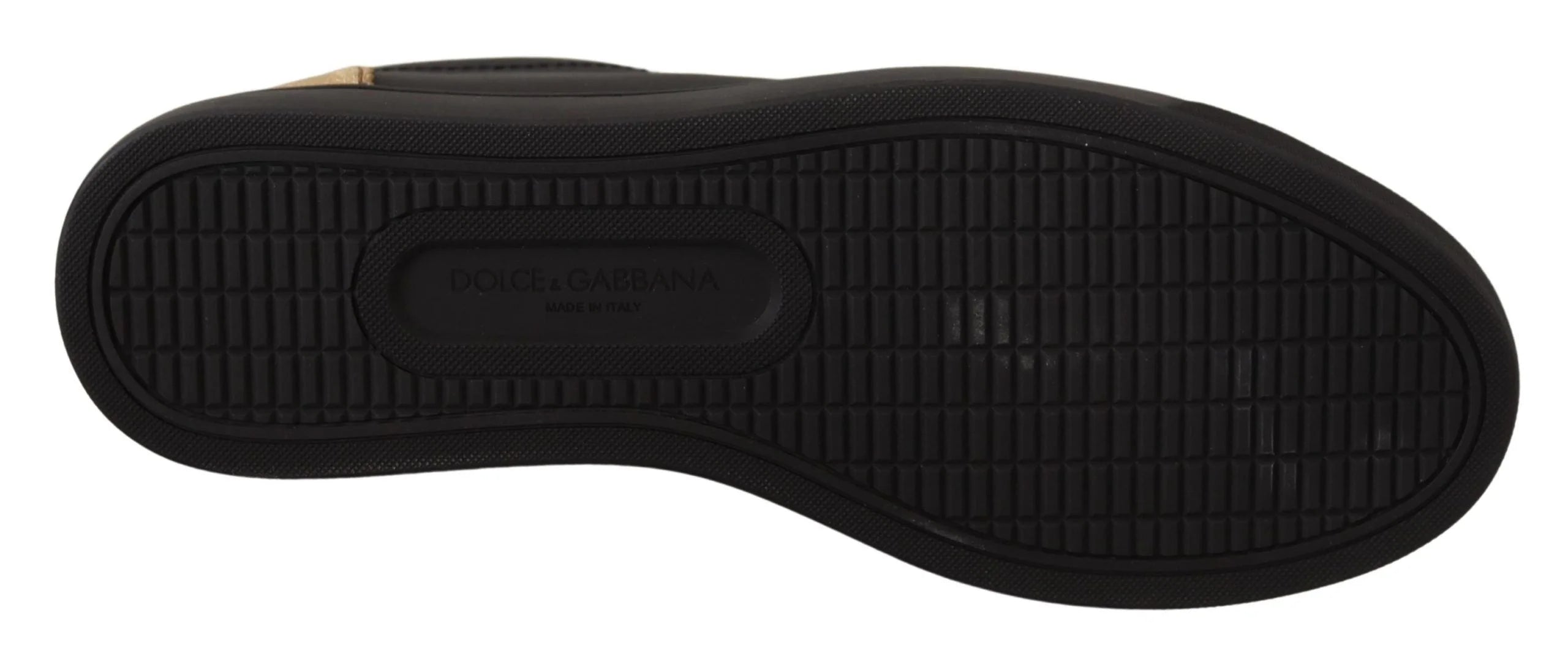 Dolce & Gabbana Black Gold Leather Low Top Sneakers Womens Shoes - EU36/US5.5 - Sneakers