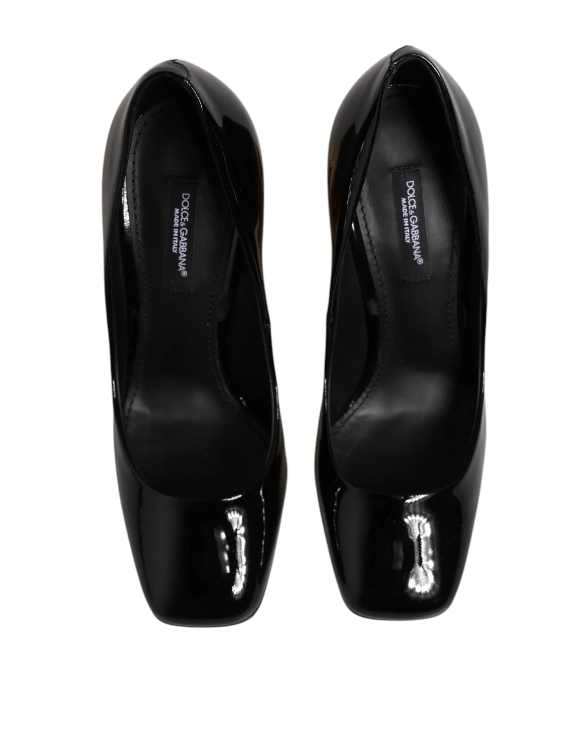 Dolce & Gabbana Black Gold Patent Leather Logo Heels Pumps Shoes - EU35/US4.5