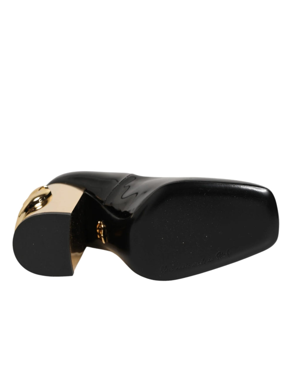 Dolce & Gabbana Black Gold Patent Leather Logo Heels Pumps Shoes - EU35/US4.5