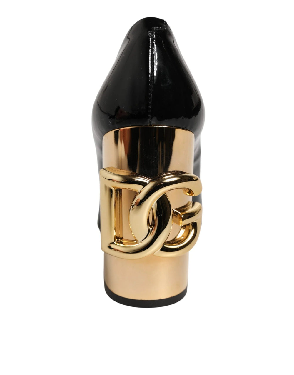 Dolce & Gabbana Sort Guld Patent Læder Logo Hæle Pumper Sko