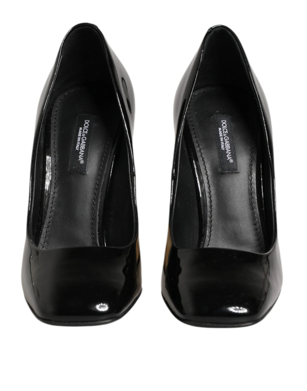Dolce & Gabbana Black Gold Patent Leather Logo Heels Pumps Shoes - EU35/US4.5