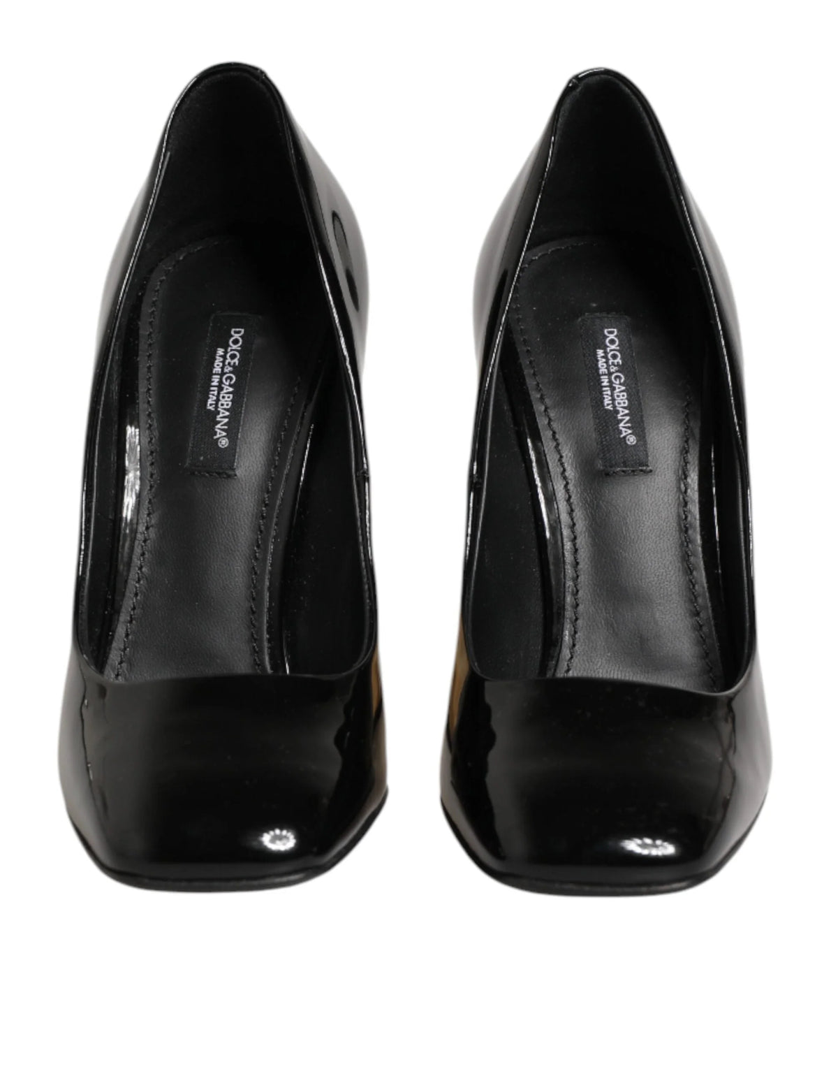 Dolce & Gabbana Black Gold Patent Leather Logo Heels Pumps Shoes - EU35/US4.5