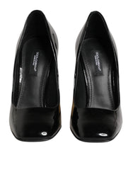 Dolce & Gabbana Black Gold Patent Leather Logo Heels Pumps Shoes - EU35/US4.5
