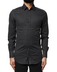 Dolce & Gabbana Black GOLD Patterned Cotton Men Dress Shirt - IT37 | XS - Shirts