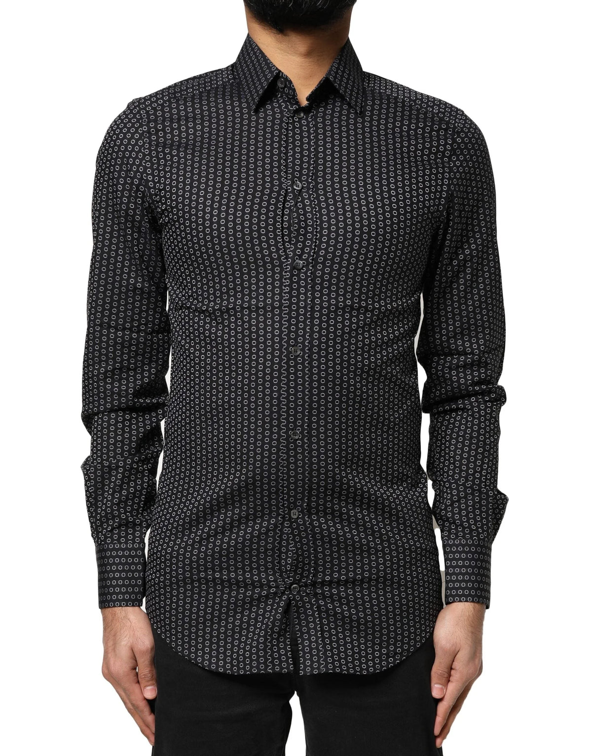 Dolce & Gabbana Black GOLD Patterned Cotton Men Dress Shirt - IT37 | XS - Shirts