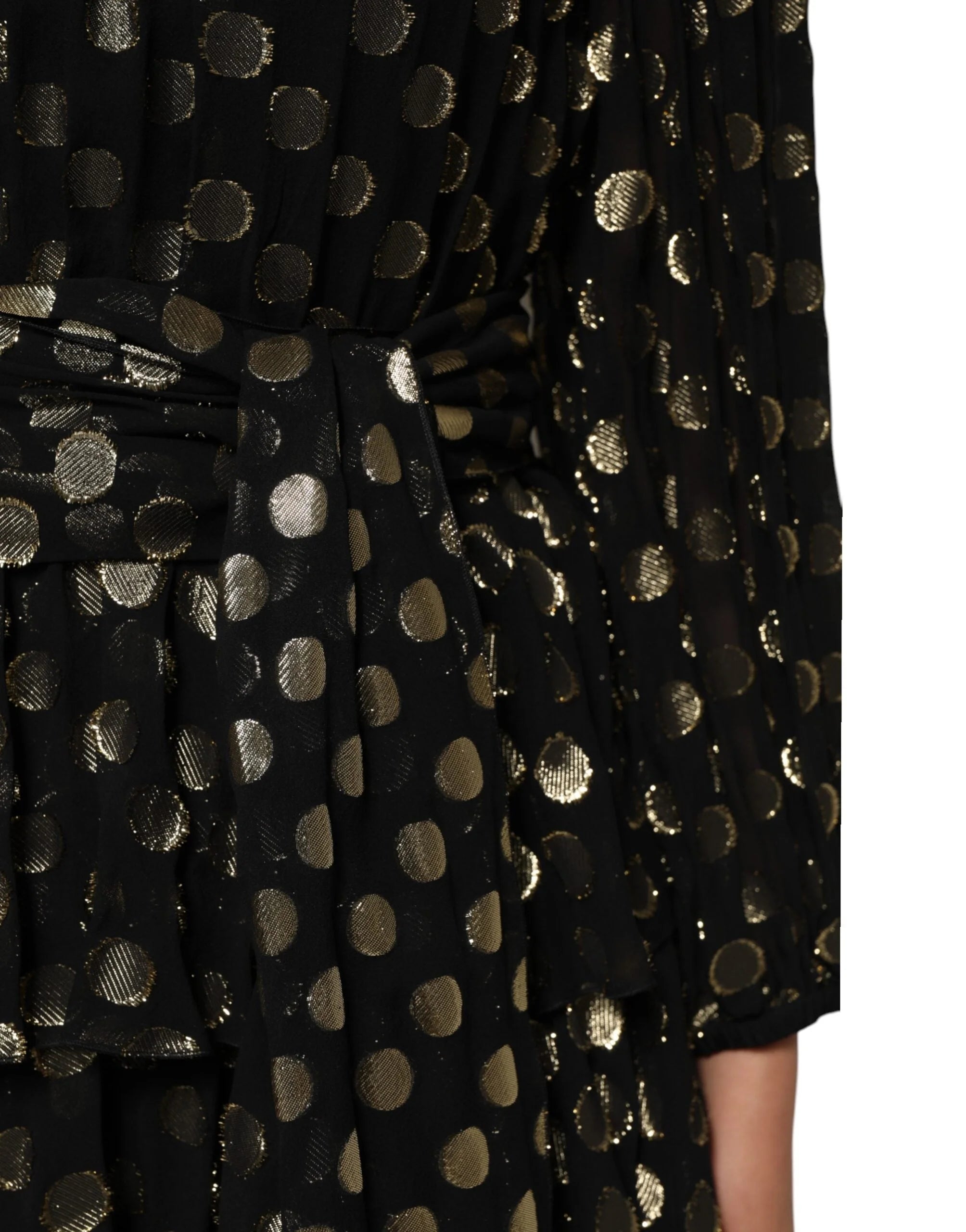 Dolce & Gabbana Black Gold Polka Dot Silk Brocade Mini Dress - IT40|S