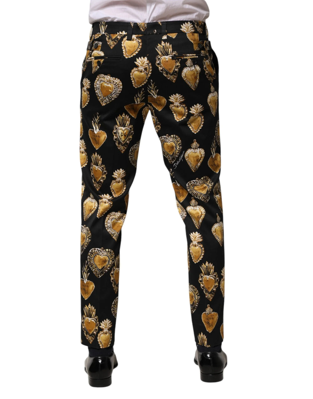 Dolce & Gabbana Black Gold Sacred Heart Print Pants - IT48 | M - Trousers