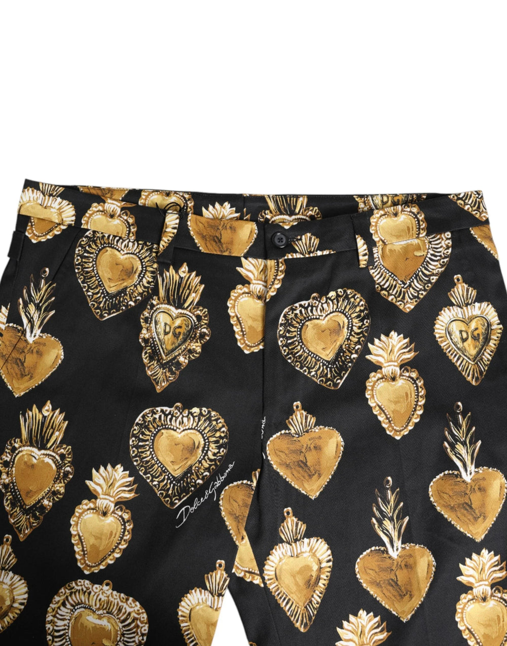 Dolce & Gabbana Black Gold Sacred Heart Print Pants - IT48 | M - Trousers