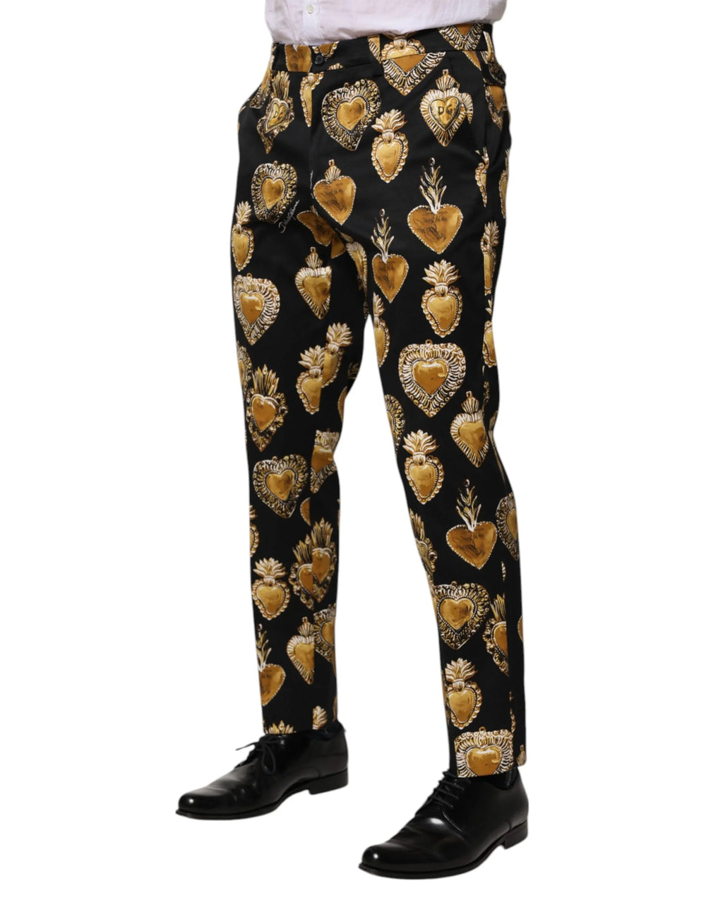 Dolce & Gabbana Black Gold Sacred Heart Print Pants - IT48 | M - Trousers
